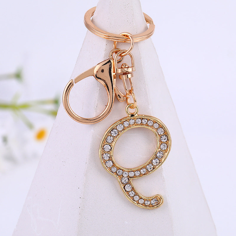Wholesale Zinc Alloy 26 English Alphabet Rhinestone Keychain